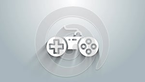 White Gamepad icon isolated on grey background. Game controller. 4K Video motion graphic animation