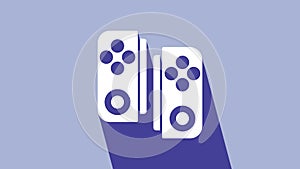 White Gamepad icon isolated on purple background. Game controller. 4K Video motion graphic animation