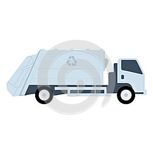 White garbage truck with recycle icon vector illustration flat style