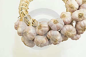 White garlic blubs cut out