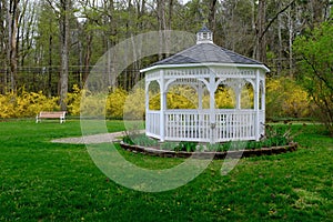 White Gazebo in Spring Setting photo