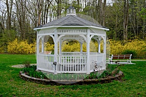 White Gazebo in Spring Setting