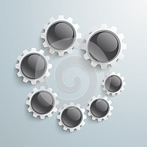 White Gears Black Buttons Growth 9 Steps PiAd