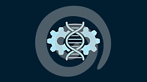 White Gene editing icon isolated on blue background. Genetic engineering. DNA researching, research. 4K Video motion