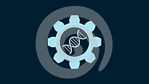 White Genetic engineering icon isolated on blue background. DNA analysis, genetics testing, cloning, paternity testing