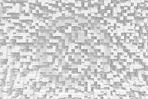 White geometric cube, cubical, boxes, squares form abstract background. Abstract white blocks. Template background for