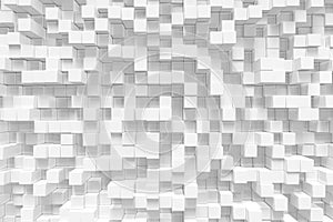 White geometric cube, cubical, boxes, squares form abstract background. Abstract white blocks. Template background for photo