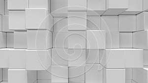 White geometric cubical abstract background, 3d rendering 4k animation