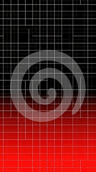 White geometric grid pattern on a black and red color gradient background