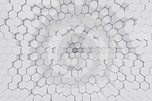 White geometric hexagonal abstract background. 3d rendering