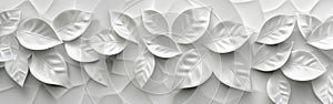 White Geometric Leaves Tiles Texture Background for Banner Panorama