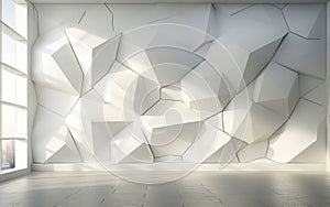 White geometric wall windows in contemporary architecture.