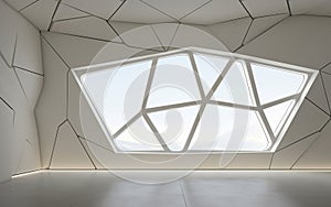 White geometric wall windows in contemporary architecture.