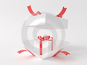 Within a white gift box with a red ribbon was another gift box.