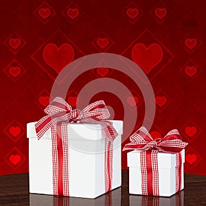 White Gift Box With Red & White Gingham Ribbon