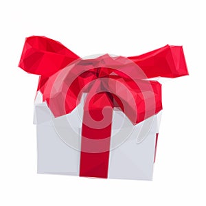White gift boxe with red bow photo