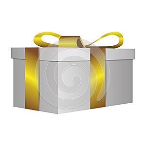 white gift short boxes with gold ribbon icon