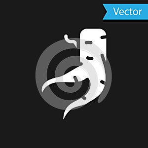 White Ginger root icon isolated on black background. Vector
