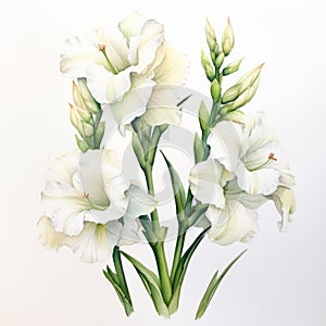 White Gladiolus Watercolor Illustration: Reviving Historic Art Forms