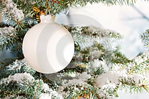White glass Christmas bauble photo