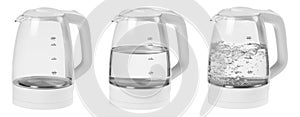 White glass electric kettle isolated on white