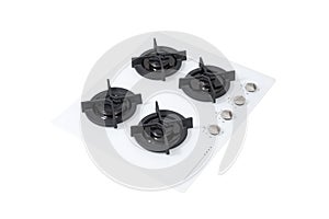 White glass gas hob