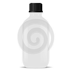 White glass medical bottle isolated Realistic vial