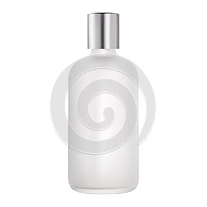 White glass shampoo bottle. Cosmetic package blank