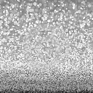 White glitter and bokeh background