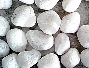 White glittering stones in tray