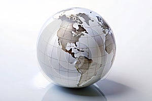 White globe on white background