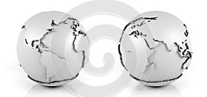 White globe on white background