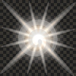 White glow sun shine rays, white star light, blur glow light effect