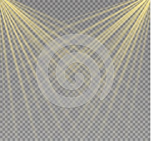 White glowing light burst explosion on transparent background. Vector illustration light effect decoration with ray