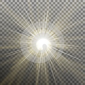 White glowing light burst explosion transparent effect. EPS 10 vector