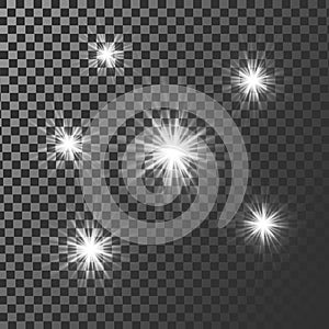 White glowing light burst explosion with transparent. Vector illustration for cool effect decoration ray sparkles.