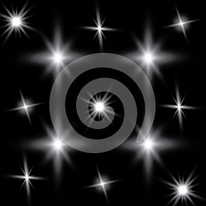 White glowing light burst explosion with transparent. Vector illustration for cool effect decoration with ray sparkles. Bright sta