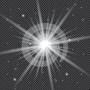 White glowing light burst explosion with transparent. Vector illustration for cool effect decoration with ray sparkles. Bright sta