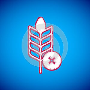 White Gluten free grain icon isolated on blue background. No wheat sign. Food intolerance symbols. Vector