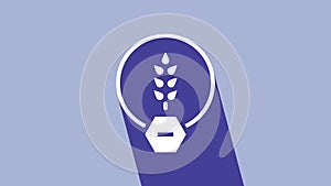 White Gluten free grain icon isolated on purple background. No wheat sign. Food intolerance symbols. 4K Video motion