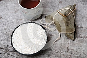 White glutinous rice and glutinous rice dumpling