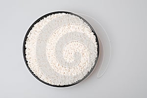 White glutinous rice on white background.