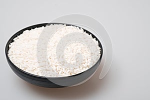 White glutinous rice on white background.