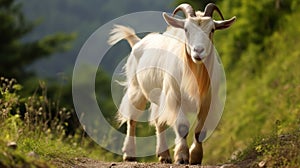 Mythological White Goat: A Handsome Cheese Sculpture On A Wiccan-inspired Path photo