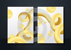 White and gold 3d abstract background with line texture and sphere decoration