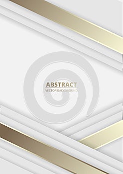 White and gold 3D vector luxury abstract vertical background