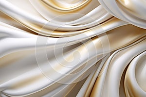 White and Gold Baroque Satin Fabric Background