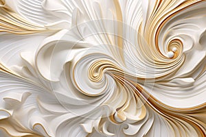 White and Gold Baroque Satin Fabric Background