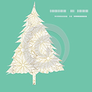 White and gold Christmas tree illustration greeting card design. Festive minimalist holiday season illustration. Vector