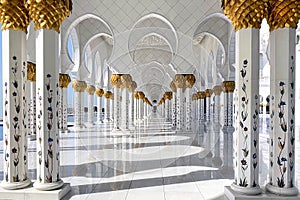 White and gold columns at Sheikh Zayed Grand Mosque